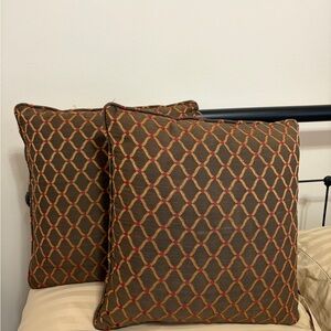 Custom made - dark olive green/gold/maroon Patterned Throw Pillows